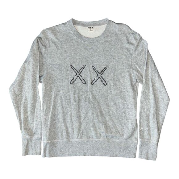 Kaws Sesame Street Uniqlo Crewneck Sweatshirt Men’s Small Heather Gray - Picture 2 of 5